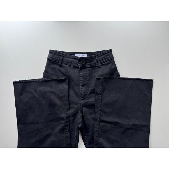 ZARA Marine Straight Black Stretch Denim High Waisted Wide Leg Jeans, Size 4/26 - Picture 8 of 11